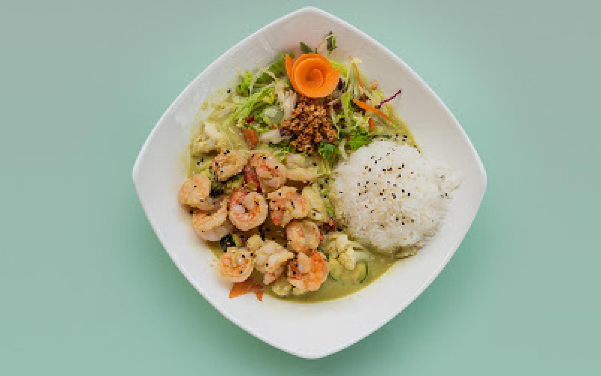 Green Curry Matcha with Shrimp